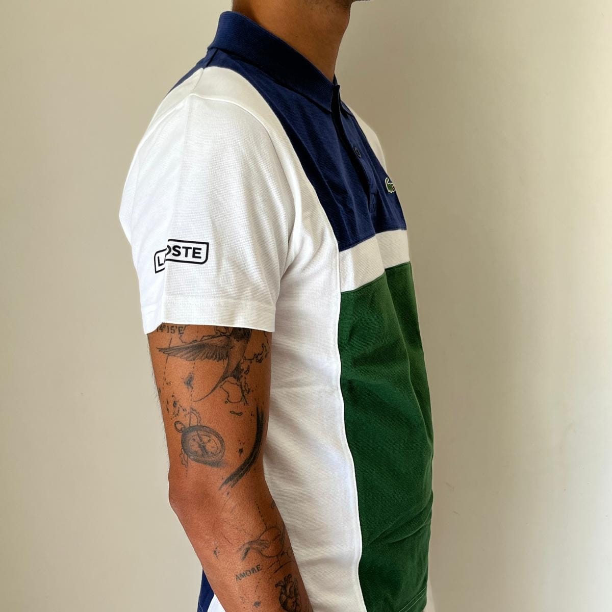 Polo Lacoste Uomo Taglia S - Tricolore Verde, Blu, Bianca.