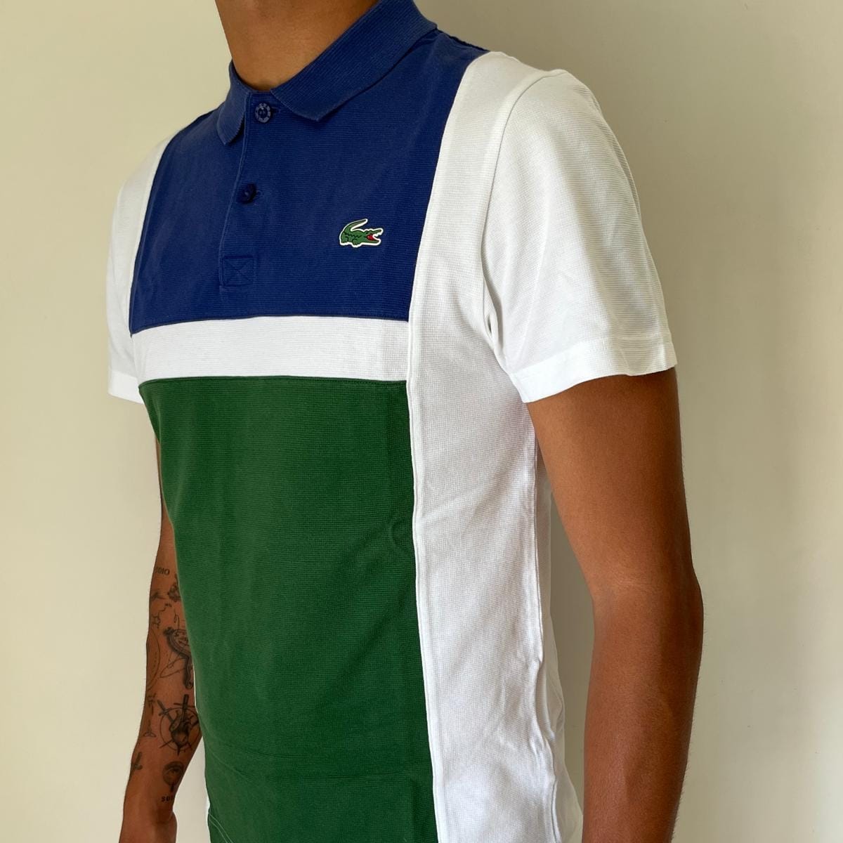 Polo Lacoste Uomo Taglia S - Tricolore Verde, Blu, Bianca.