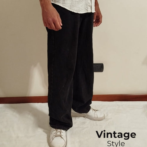 Jeans Vintage Nero a Gamba Larga
